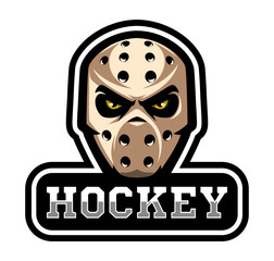 Hockey mask icon. Goalkeeper helmet. Goalie logo. Sports equipment. Sport games.