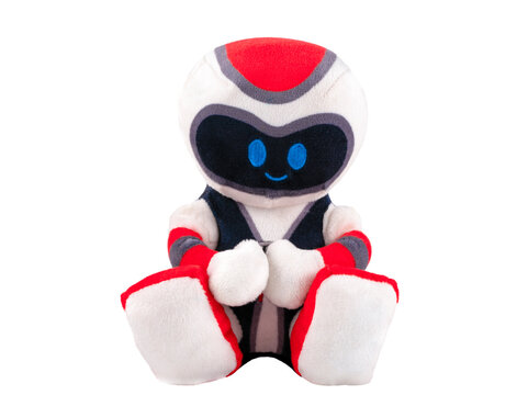 soft toy robot on white background
