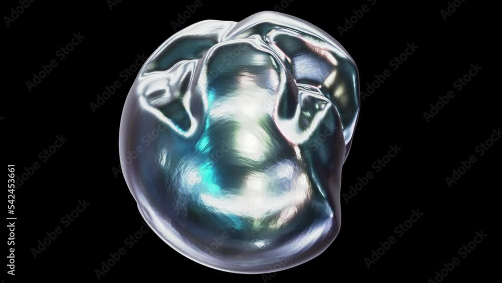 Aufkleber realistic looping 3d animation of the abstract morphing liquid silver alien alloy sphere rendered in