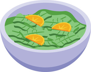 Green soup icon isometric vector. Food pilaf. Menu bread