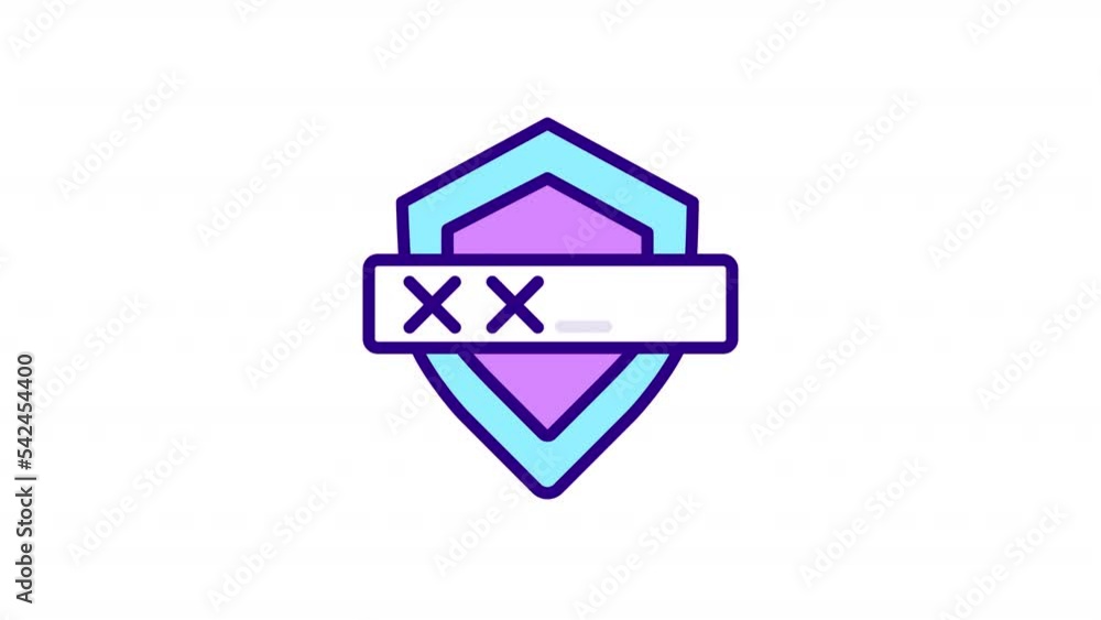 Poster Animated strong password color icon. Secret word. Verification and identification. Seamless loop HD video with alpha channel on transparent background. Simple filled line motion graphic animation