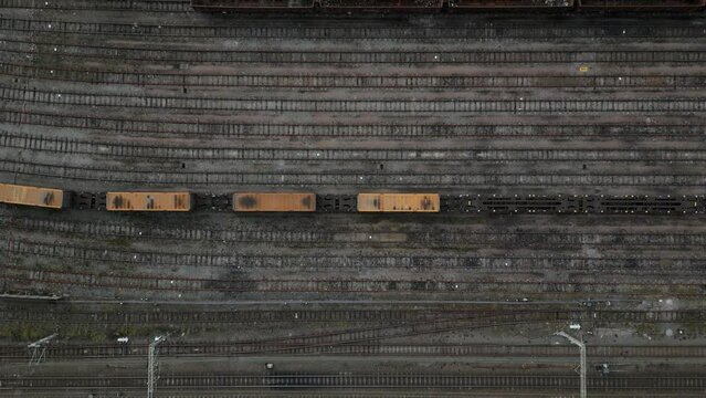 Freight train railway aerial background