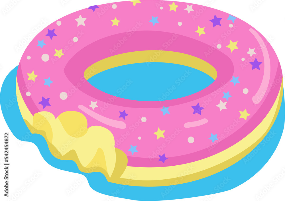 Aufkleber bitten donut shaped air mattress semi flat color raster object. full sized item on white. swimming p