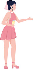 Bridesmaid having fun, chatting semi flat color raster character. Standing figure. Full body person on white. Festive celebration simple cartoon style illustration for web graphic design and animation