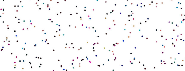 Colorful assorted confetti with serpentine on white