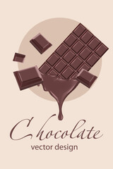 Beige background with melting chocolate in a circle vertical