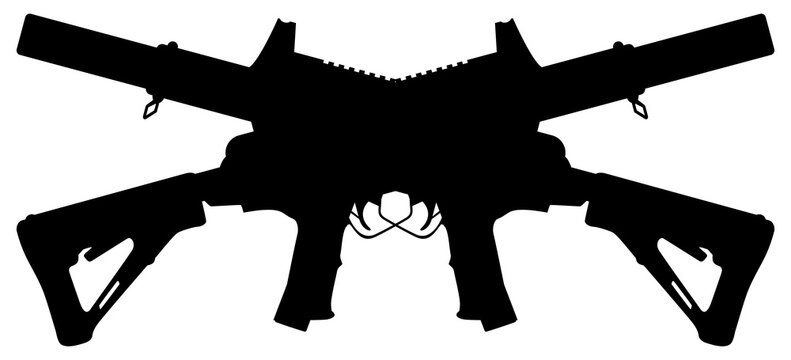Silhouette of the Weapon Gun for Logo, Pictogram, Art Illustration, Website or Graphic Design Element. Format PNG