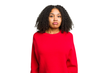 Young african american woman isolated sad, serious face, feeling miserable and displeased.
