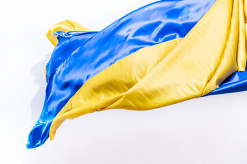 Jump fabrics waving in the wind with the colors of the Ukrainian flag