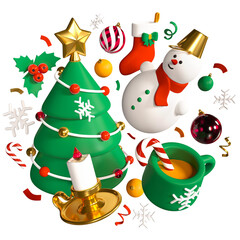 Merry Christmas and Happy New Year - modern colorful 3d illustration