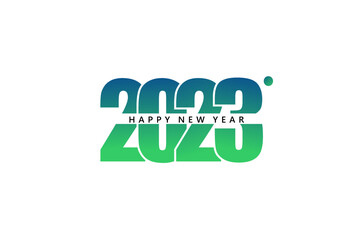 2023 New Year. Text blue, green gradient vector. with simple concept