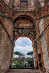 View of a Colosseum arch from the inside