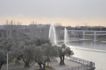 fuente, parque