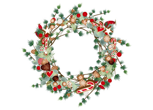 filigraner weihnachtlicher L&radic;&sect;rchenkranz als Rahmen