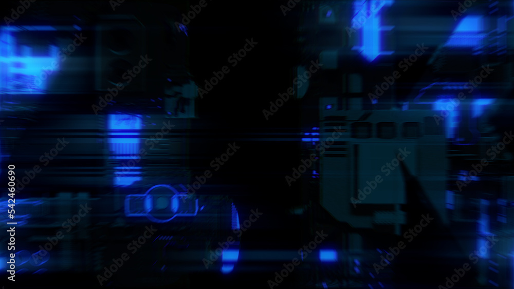 Aufkleber defocused abstract blue cybernetical bg - abstract 3d rendering
