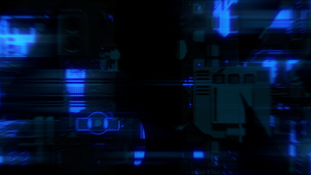 defocused abstract blue cybernetical bg - abstract 3D rendering