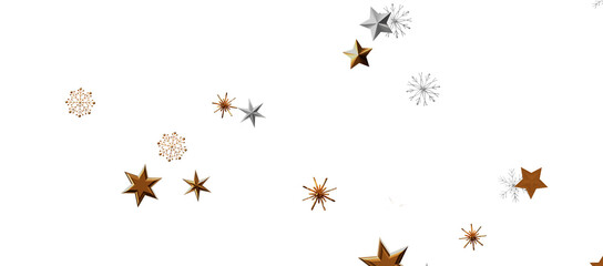 Christmas theme, golden openwork shiny snowflakes, star