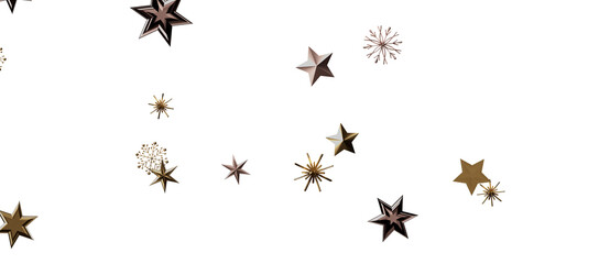 Christmas theme, golden openwork shiny snowflakes, star