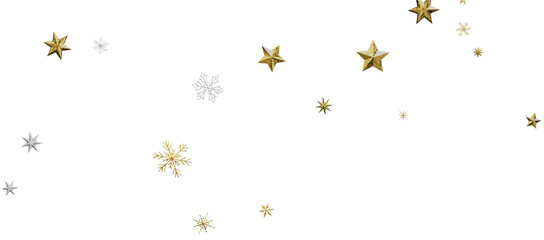 Christmas theme, golden openwork shiny snowflakes, star