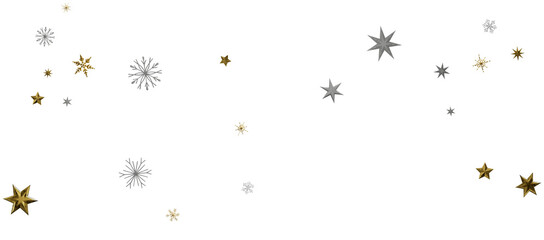Christmas theme, golden openwork shiny snowflakes, star