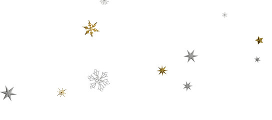 Christmas theme, golden openwork shiny snowflakes, star