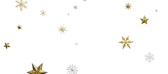 Christmas theme, golden openwork shiny snowflakes, star