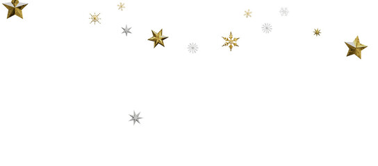 Christmas theme, golden openwork shiny snowflakes, star