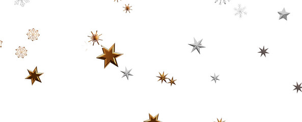 Christmas theme, golden openwork shiny snowflakes, star