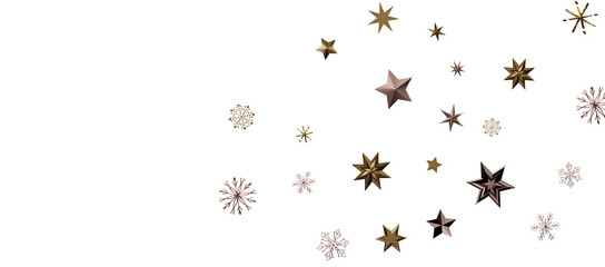Christmas theme, golden openwork shiny snowflakes, star