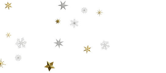 Christmas theme, golden openwork shiny snowflakes, star