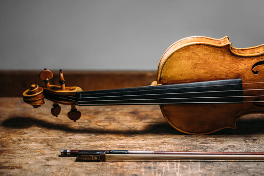 Hand crafted wooden violin