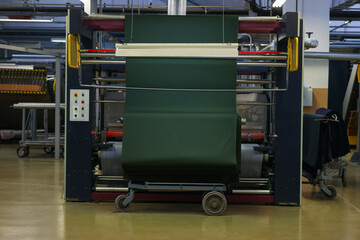 Factory production of fabric. Fabric production line. Textile production