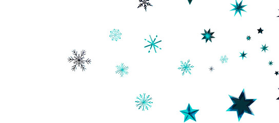 Snowflakes and bokeh lights on the blue Merry Christmas background. 3D render