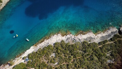 Aerial view of the Zarace Bay in Hvar island, Croatia