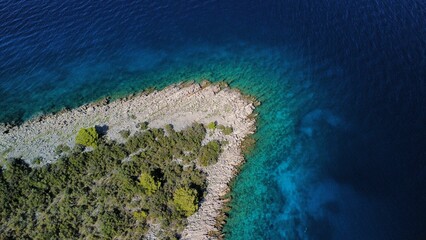 Aerial view of the Zarace Bay in Hvar island, Croatia