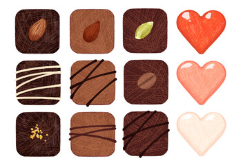 Valentine's Day material. various kinds of chocolate.