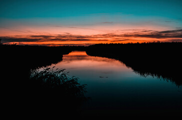The Lake Federsee near Bad Buchau, Baden-Württemberg, Germany, Europe.