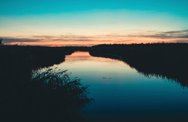 The Lake Federsee near Bad Buchau, Baden-Württemberg, Germany, Europe.