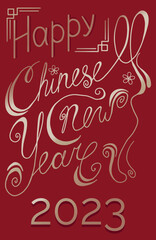 llustration of chinese happy new year wuth rabbit, red and gold