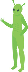 Green alien icon isometric vector. Space character. Funny monster