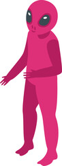 Pink alien icon isometric vector. Space monster. Cute planet