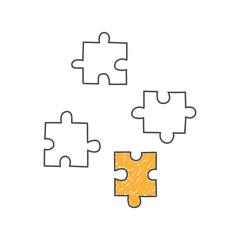Puzzle pieces. Business doodle.