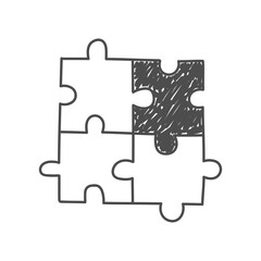 The connected pieces of the puzzle. Business doodle.