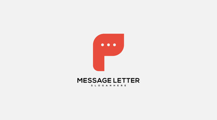 Letter P chat communication logo design vector illustration