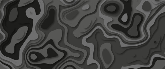 Abstract paper cut style design. Geometric layered curve line grey white vector, realistic papercut decoration textured with wavy layers. 3d topography relief. Vector topographic illustration	