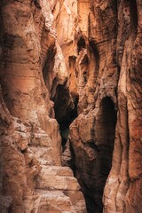 Vertical shot of the sandstone formations in the canyon