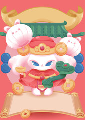 Fototapeta premium Cute poster of the Year of the Rabbit