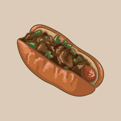 Fast food. Hot Dog. Vector graphics.