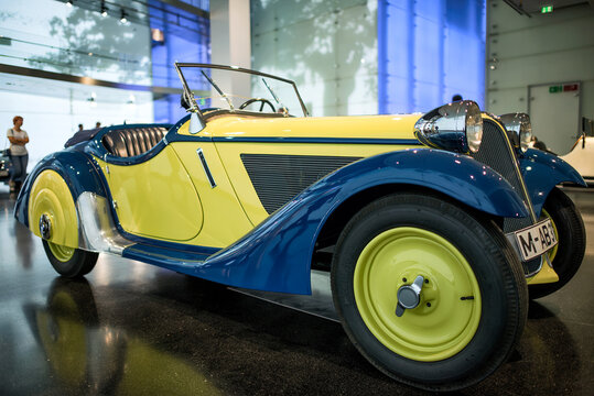 Munich, Germany - September 14, 2018: a retro BMW 1934 315/1 classic car in BMW Museum.