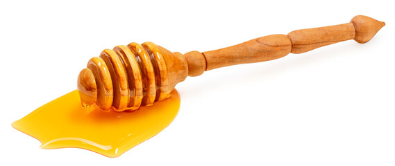 Honey dipper stick  isolated on a white background.